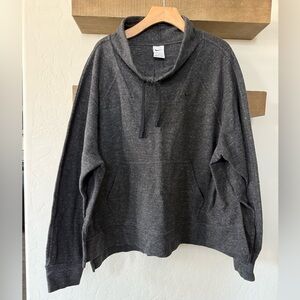 Nike|Gender neutral charcoal Gray Sweater,cowl neck with small Nike logo•plus 2X